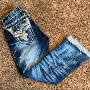 Rock Revival Distressed Cutoff Capris